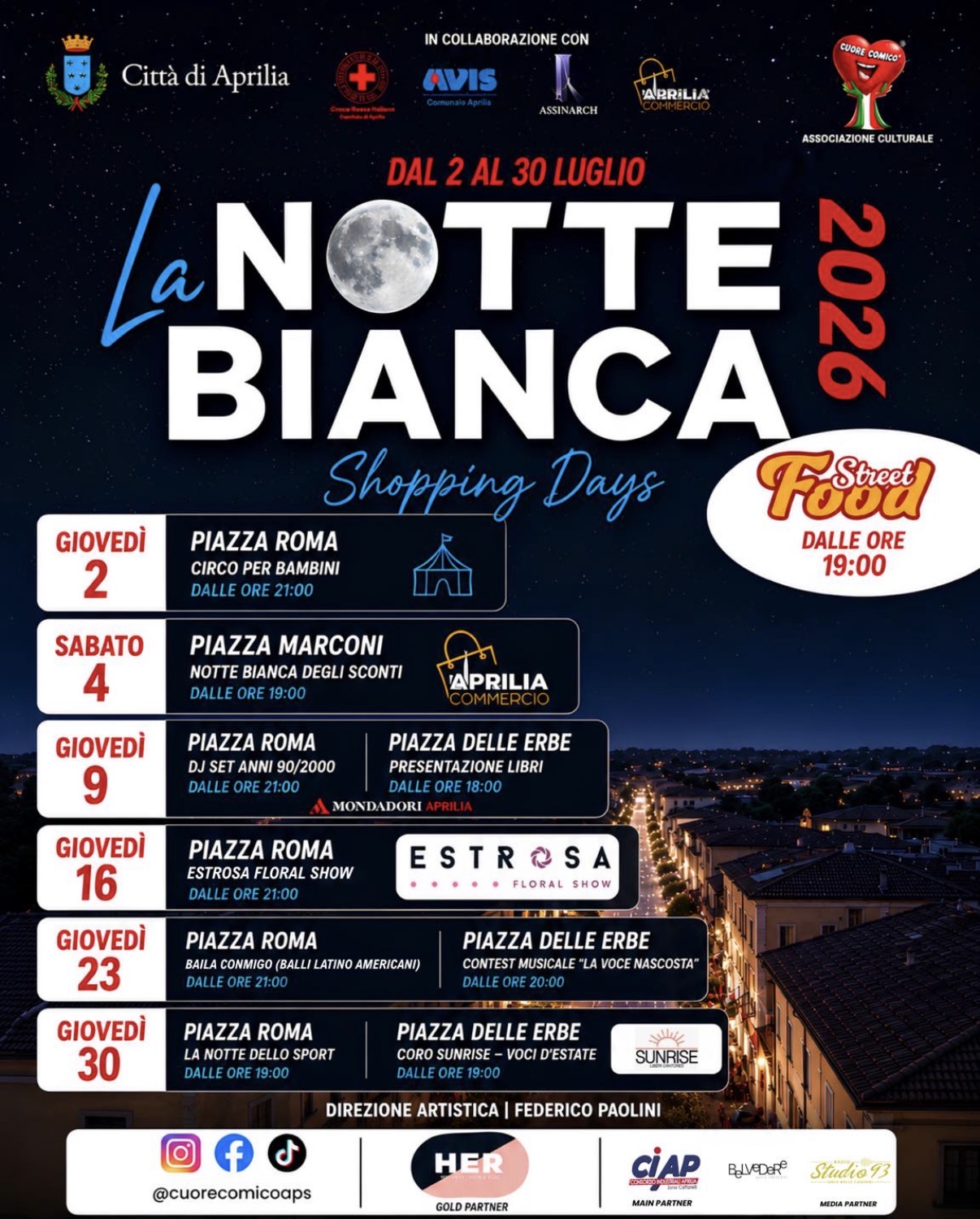 Locandina de La Notte Bianca 2026 — Shopping Days, dal 2 al 30 luglio